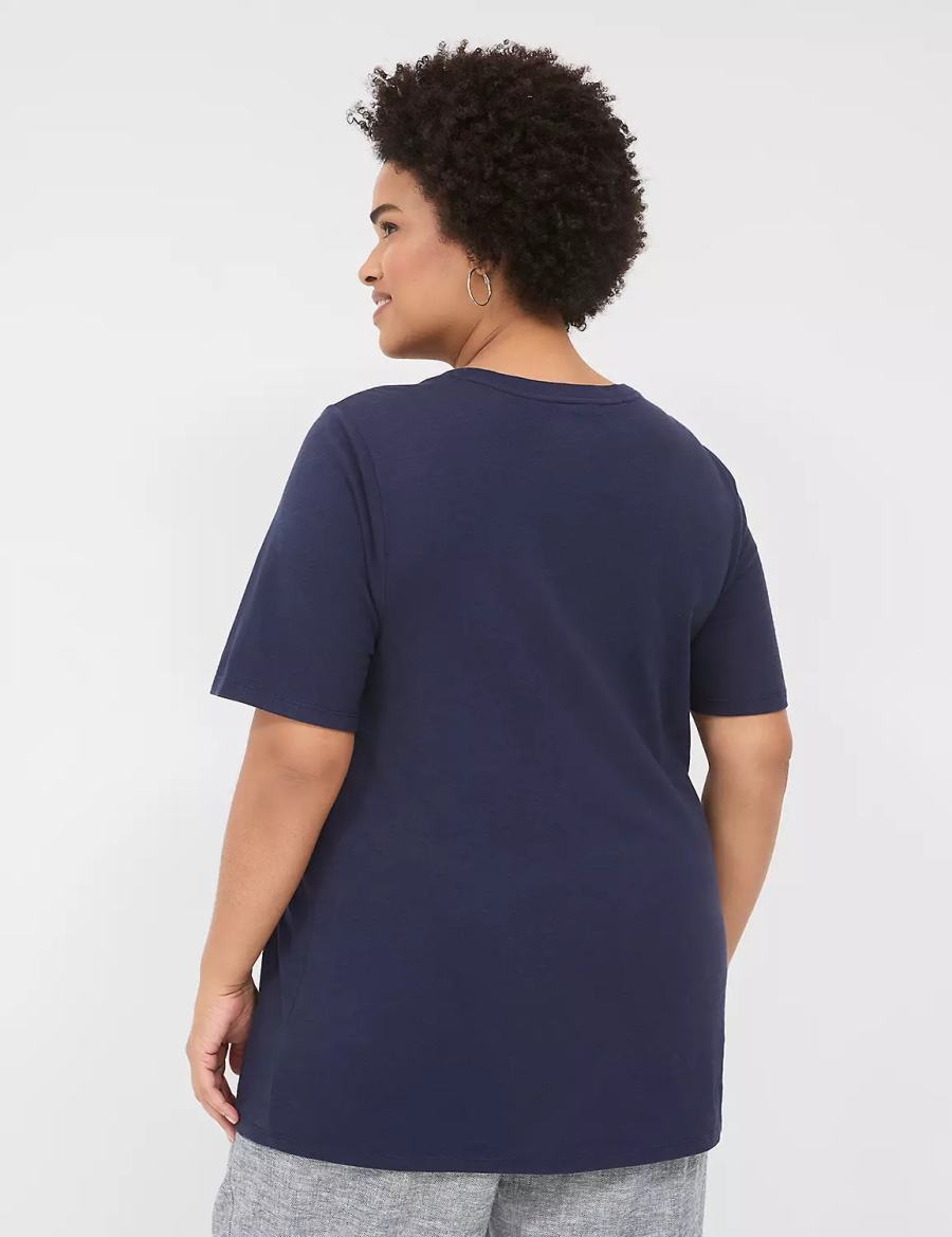 Blue Lane Bryant Perfect Sleeve Crew-Neck Tee Women T Shirts | SPQ683MP