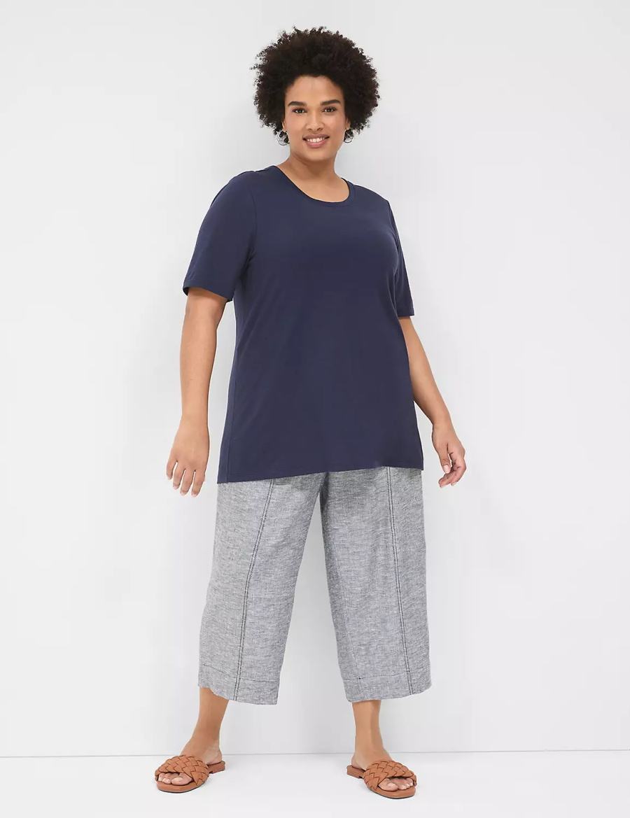 Blue Lane Bryant Perfect Sleeve Crew-Neck Tee Women T Shirts | SPQ683MP