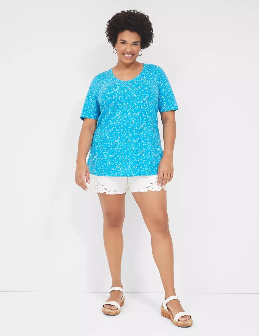 Blue Lane Bryant Perfect Sleeve V-Neck Tee Women T Shirts | QZY6870GQ