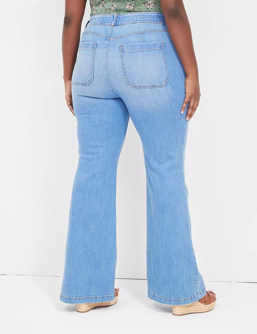 Blue Lane Bryant Pull-On Fit High-Rise Sailor Flare Women Jeans | ZHC746KZ