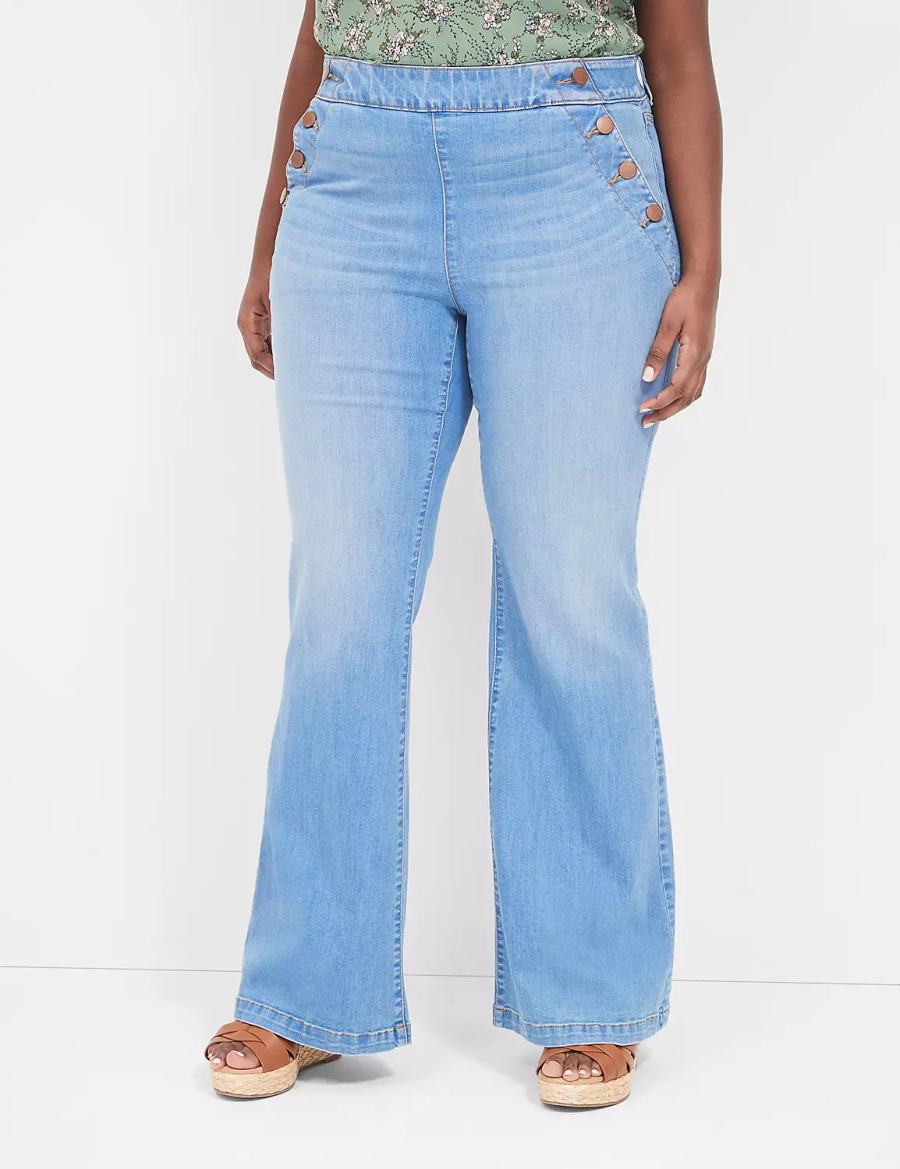 Blue Lane Bryant Pull-On Fit High-Rise Sailor Flare Women Jeans | ZHC746KZ