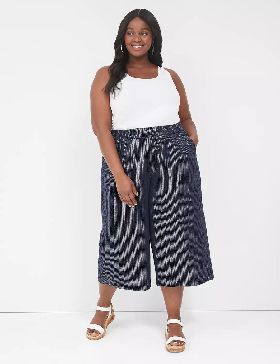 Blue Lane Bryant Pull-On Lurex Gauze Crop Wide Leg Women Pants | KWM6444QW