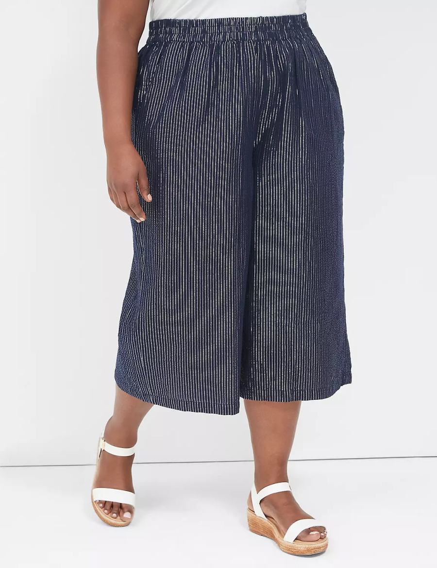 Blue Lane Bryant Pull-On Lurex Gauze Crop Wide Leg Women Pants | KWM6444QW