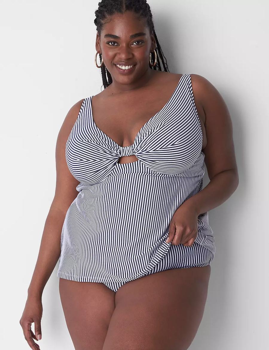 Blue Lane Bryant Seersucker Swim Women Briefs | CBB9227AR