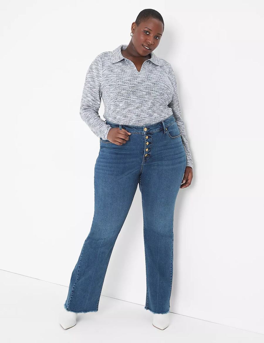 Blue Lane Bryant Seven7 High-Rise Flare With Raw Hem Women Jeans | MJD7870IR