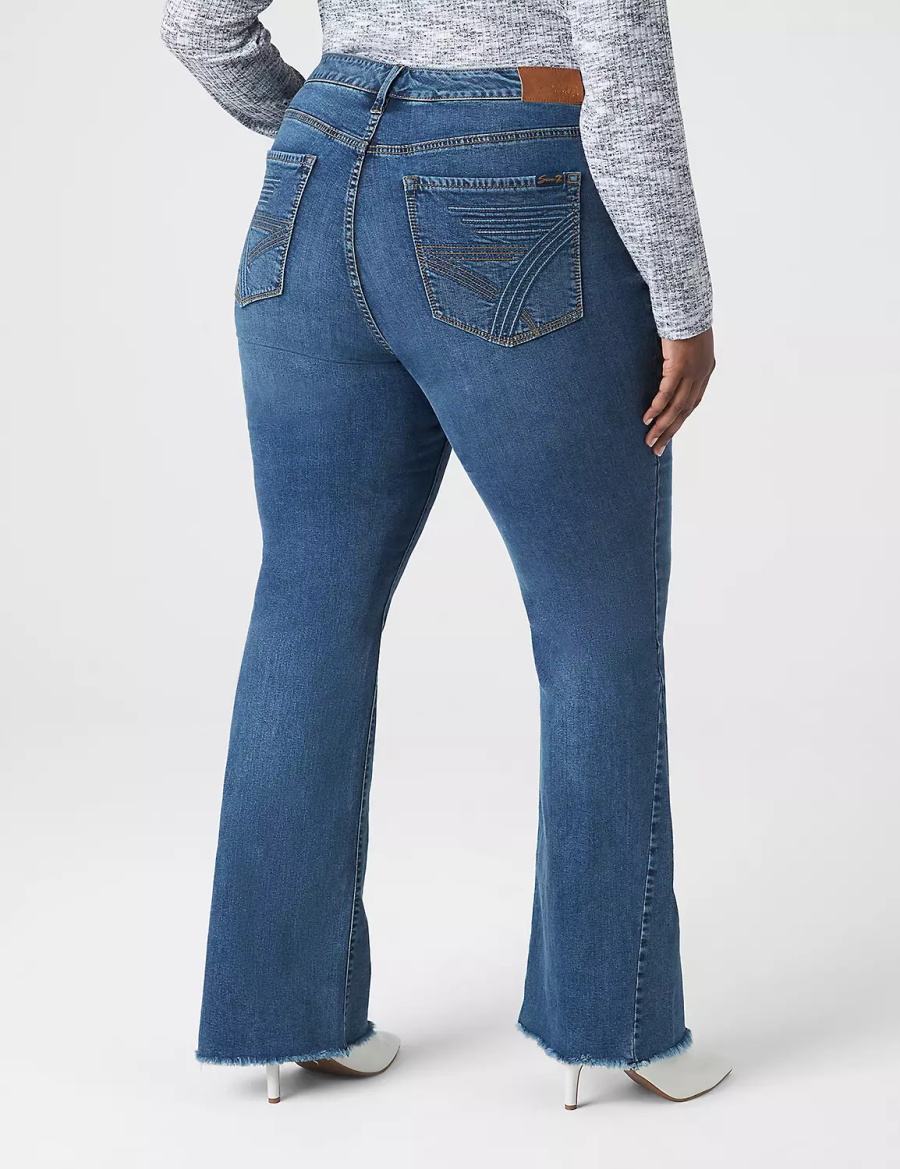 Blue Lane Bryant Seven7 High-Rise Flare With Raw Hem Women Jeans | MJD7870IR