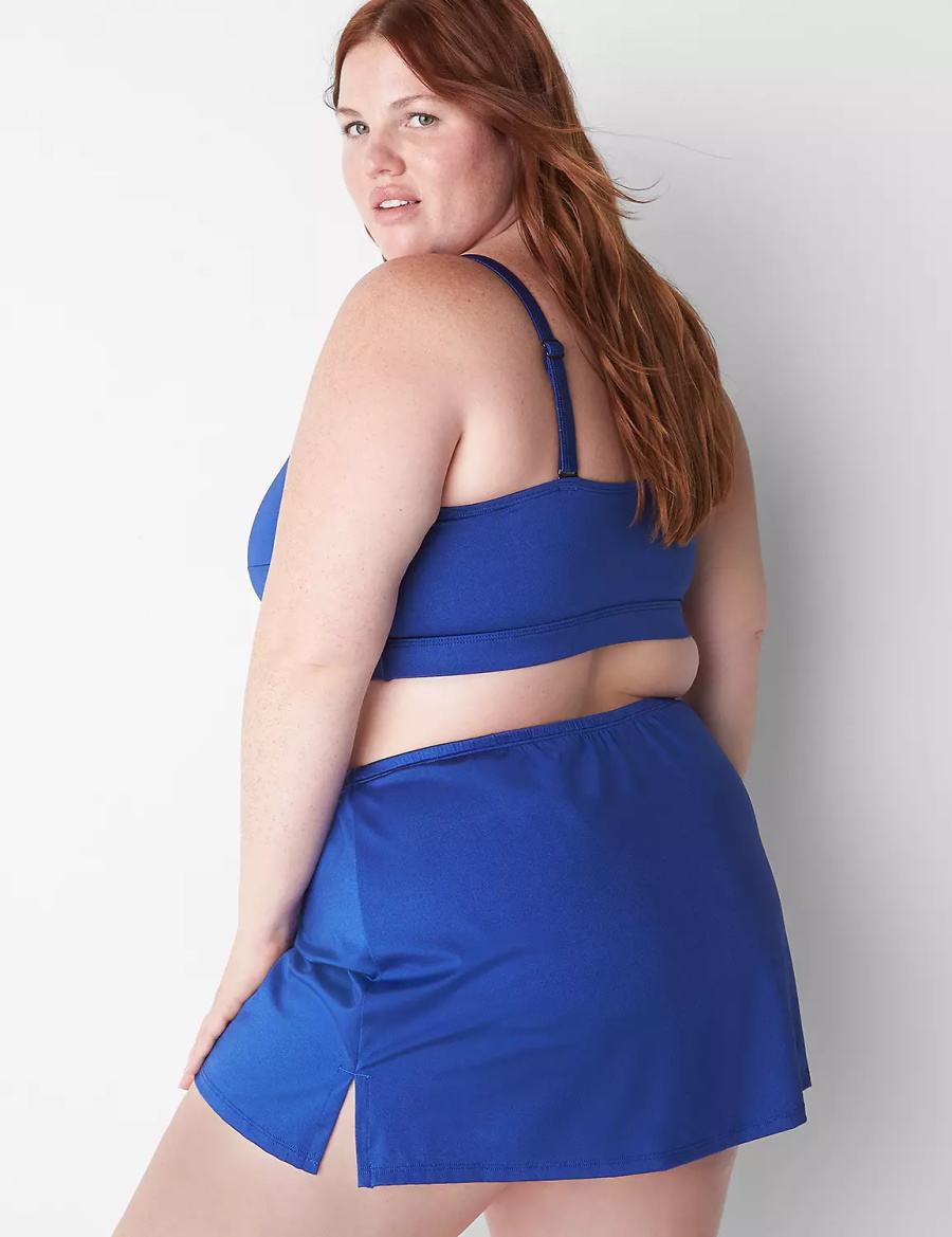 Blue Lane Bryant Shimmer Slitted Swim Women Skirts | JJY6243BI