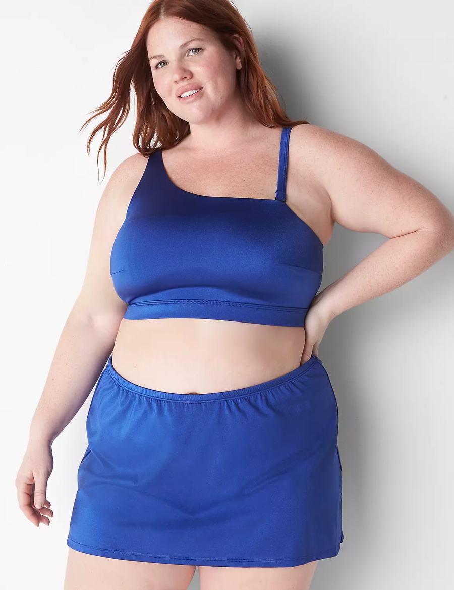 Blue Lane Bryant Shimmer Slitted Swim Women Skirts | JJY6243BI