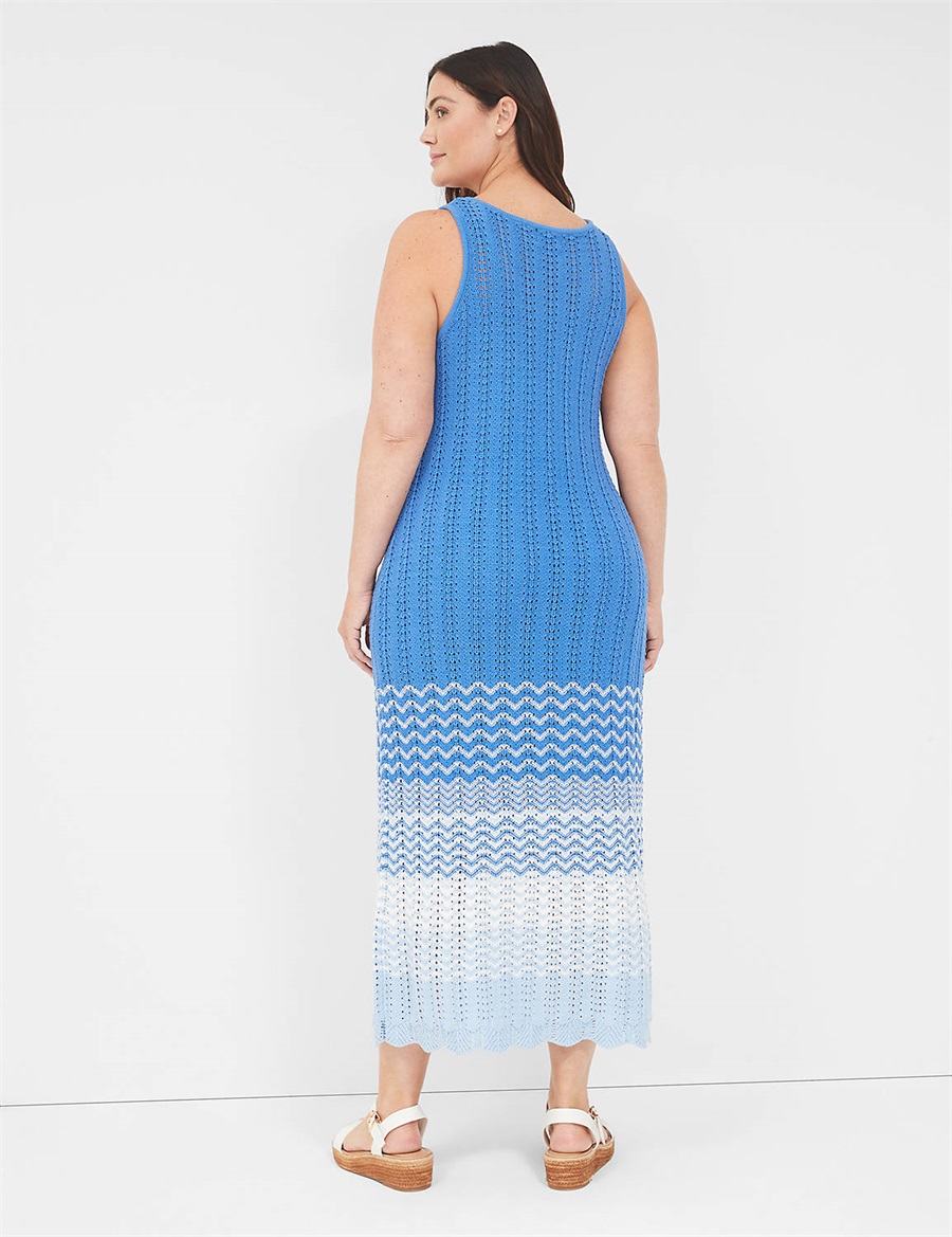 Blue Lane Bryant Sleeveless Scoop-Neck Midi Sweater Women Knitted Dress | GEF7913BN