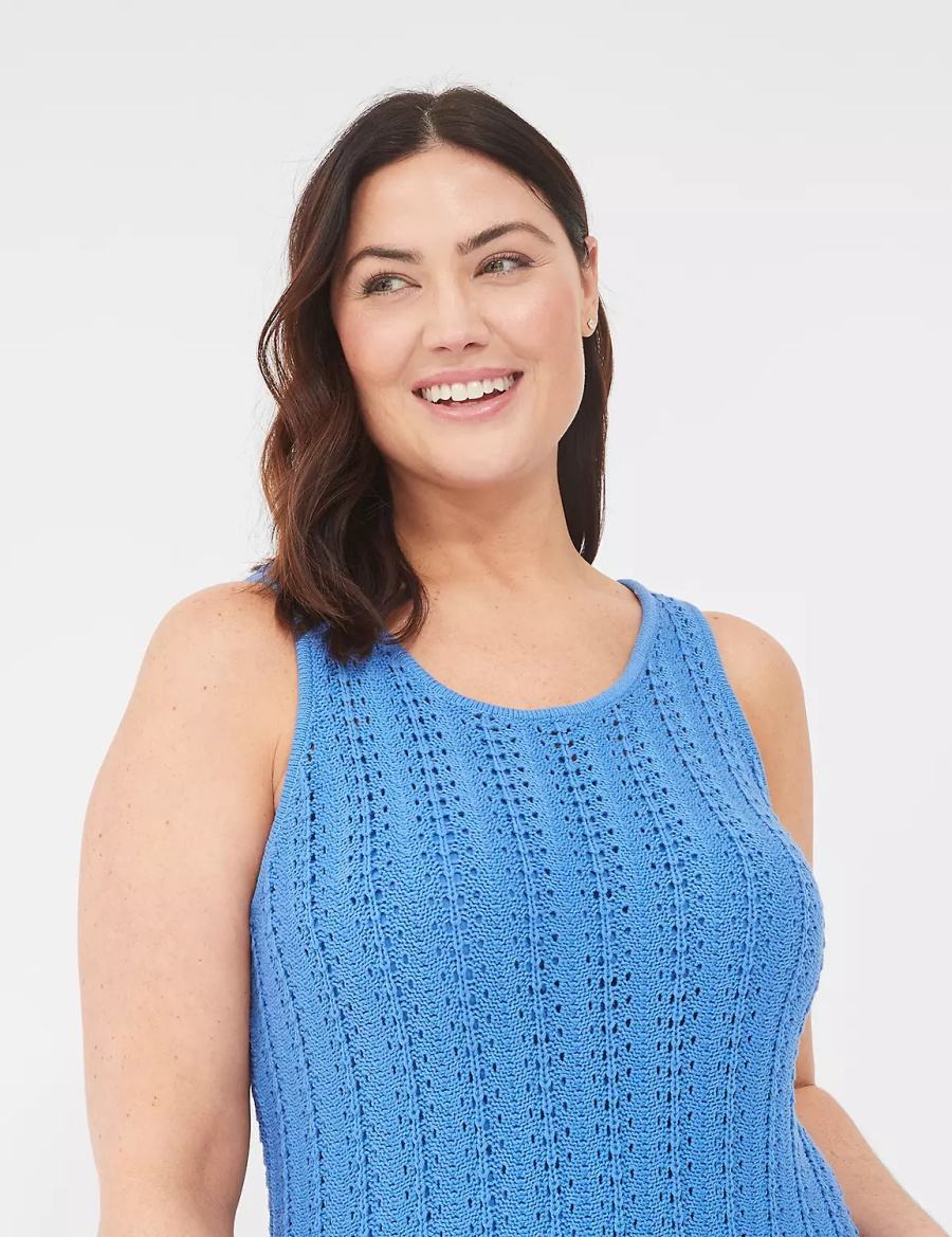 Blue Lane Bryant Sleeveless Scoop-Neck Midi Sweater Women Knitted Dress | GEF7913BN