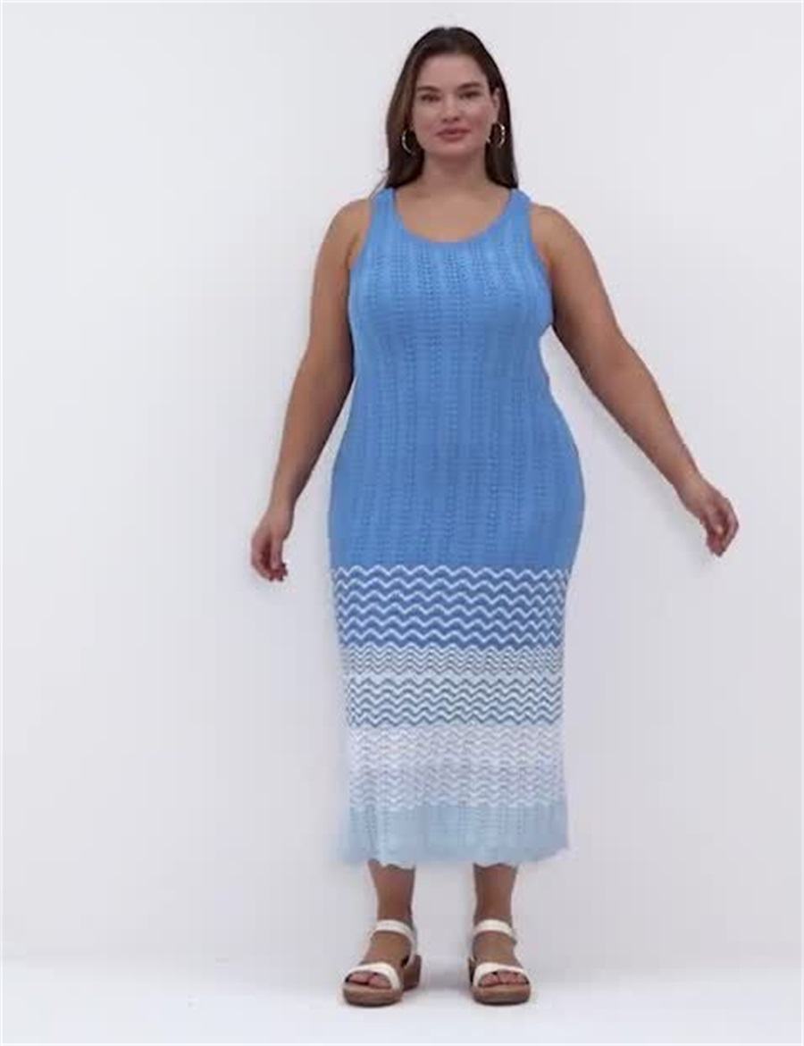 Blue Lane Bryant Sleeveless Scoop-Neck Midi Sweater Women Knitted Dress | GEF7913BN