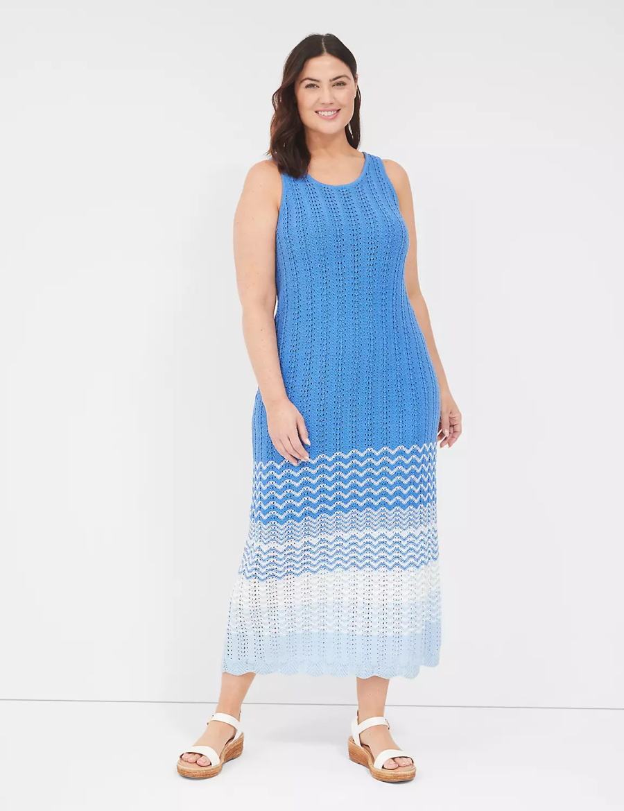 Blue Lane Bryant Sleeveless Scoop-Neck Midi Sweater Women Knitted Dress | GEF7913BN