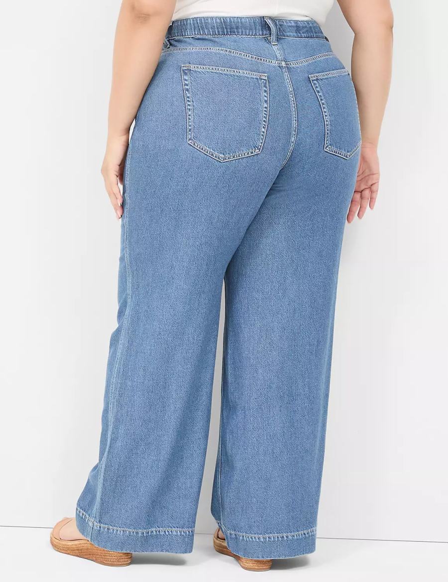 Blue Lane Bryant Slim Wide Leg Women Jeans | QRU1495HT