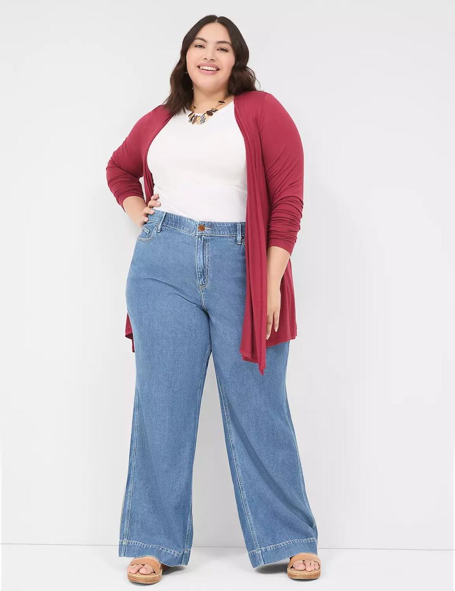 Blue Lane Bryant Slim Wide Leg Women Jeans | QRU1495HT