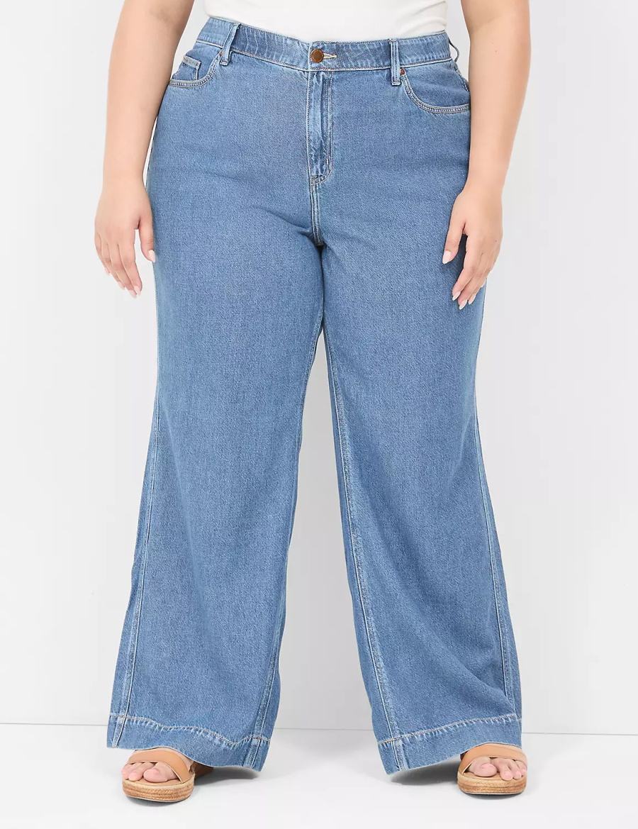 Blue Lane Bryant Slim Wide Leg Women Jeans | QRU1495HT