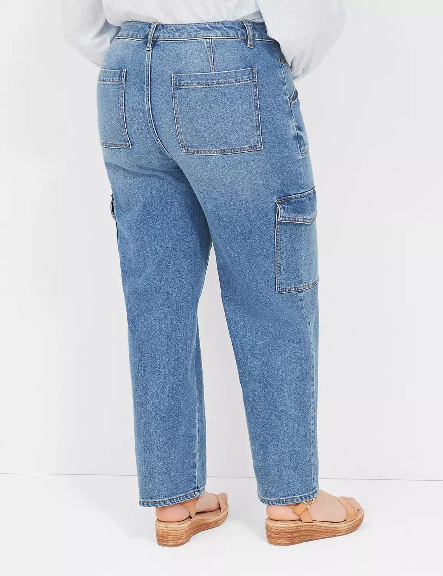 Blue Lane Bryant Straight Cargo Women Jeans | UIX756PE