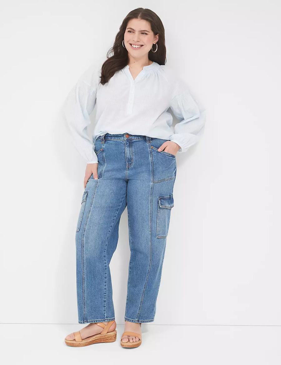 Blue Lane Bryant Straight Cargo Women Jeans | UIX756PE