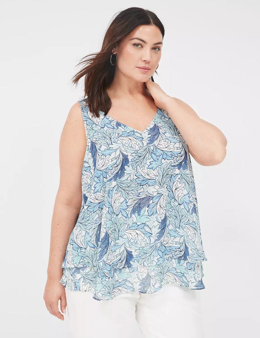 Blue Lane Bryant Swing Double-Layer Chiffon Women Tank Top | FDL2330JK