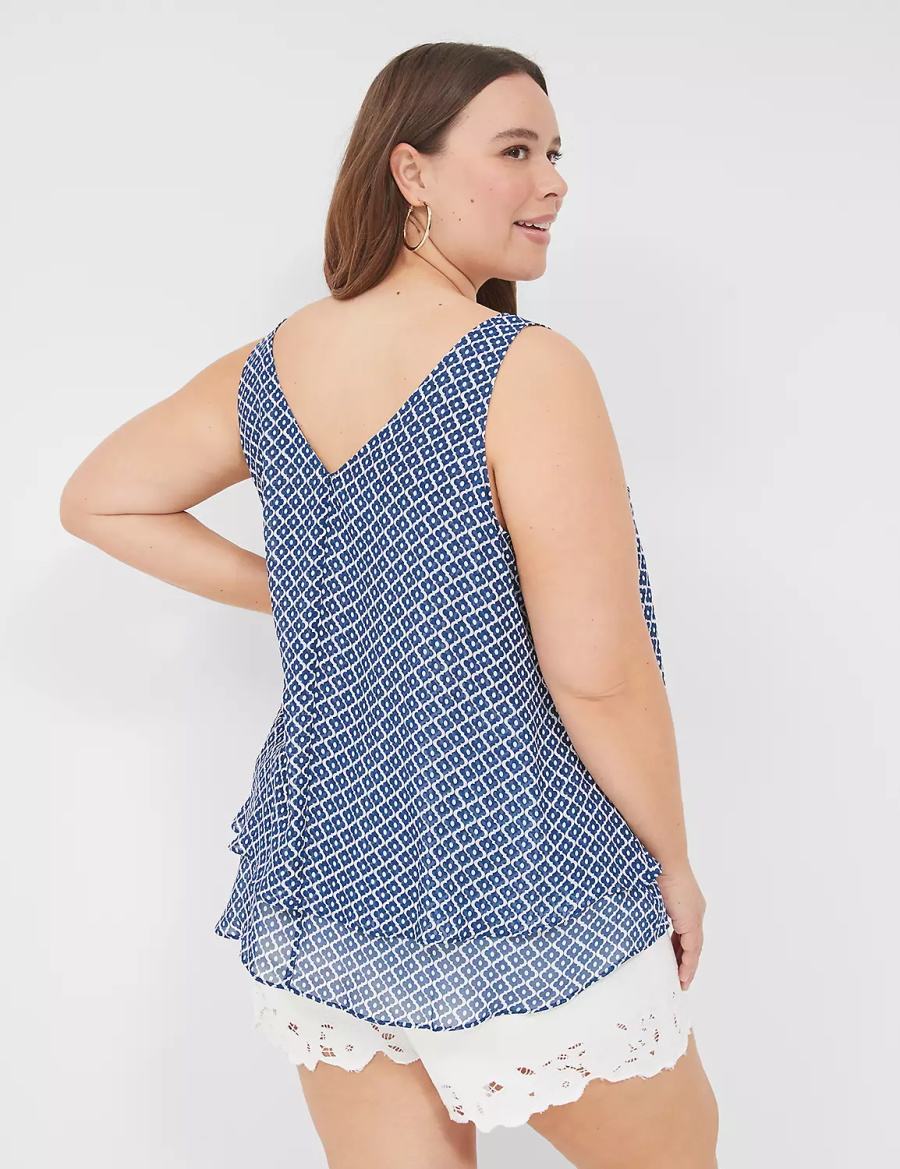 Blue Lane Bryant Swing Double-Layer Chiffon Women Tank Top | GPE3092EC