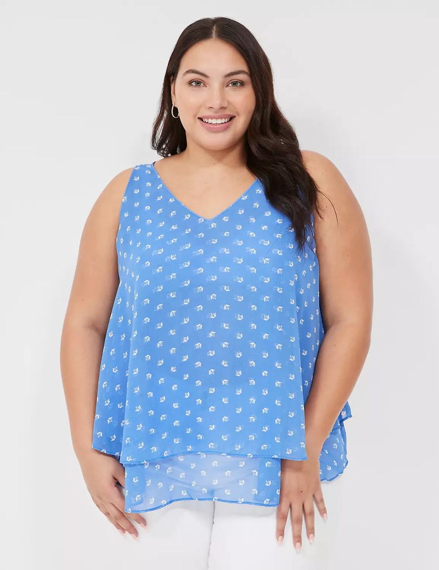 Blue Lane Bryant Swing Double-Layer Chiffon Women Tank Top | TSI1891RW