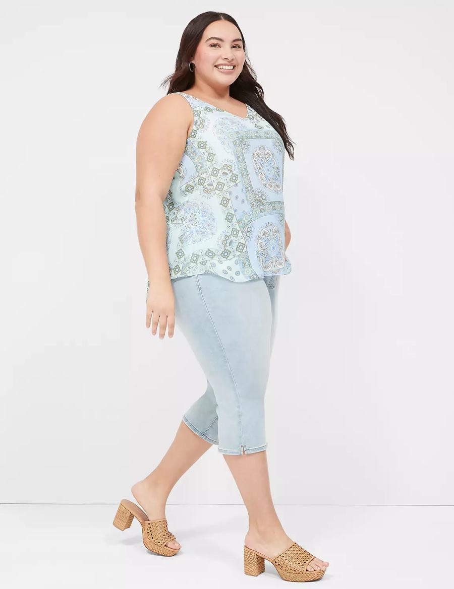 Blue Lane Bryant Swing V-Neck Single-Layer Chiffon Women Tank Top | VTK3375TS