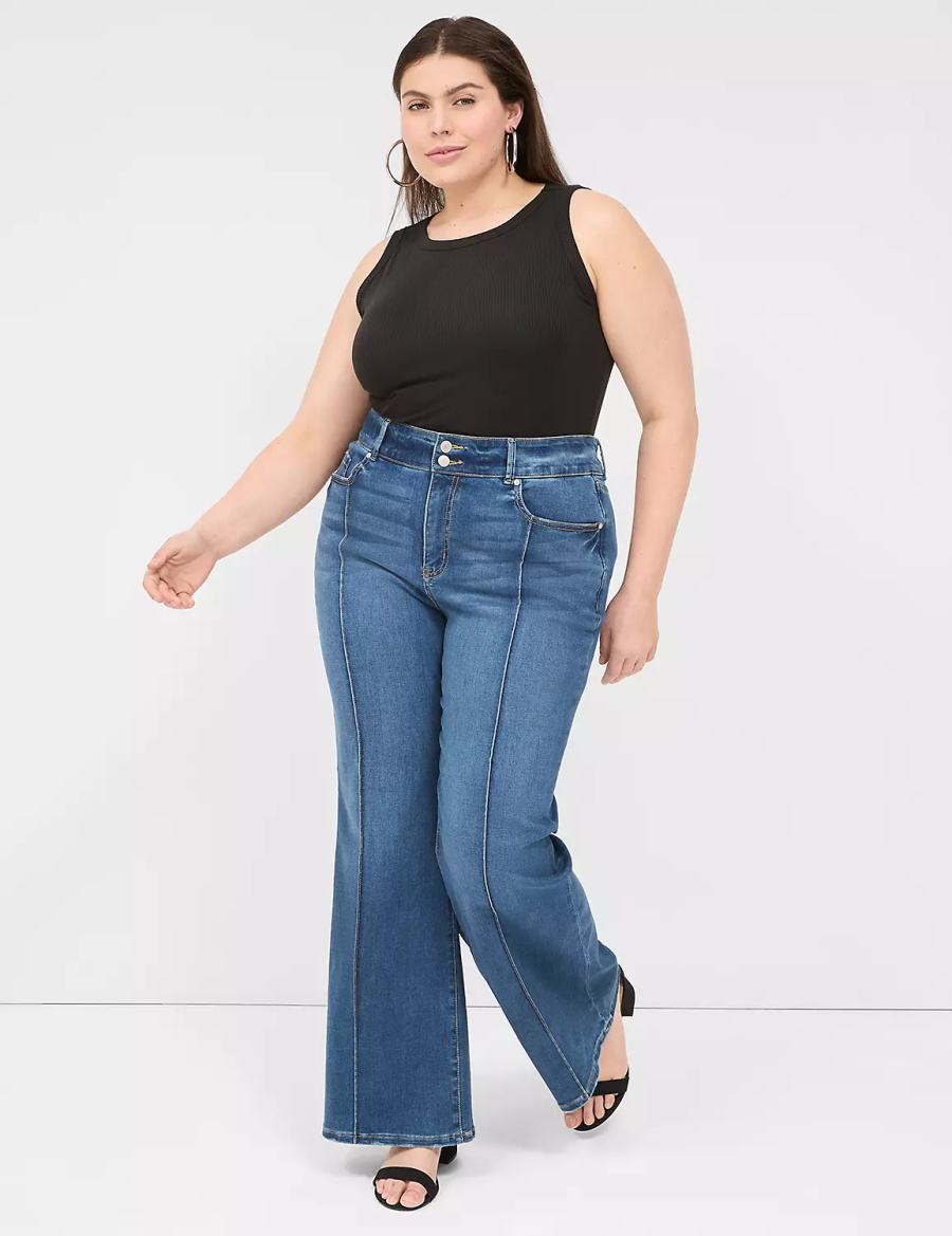 Blue Lane Bryant Tighter Tummy Fit High-Rise Flare Women Jeans | RKE9551PG