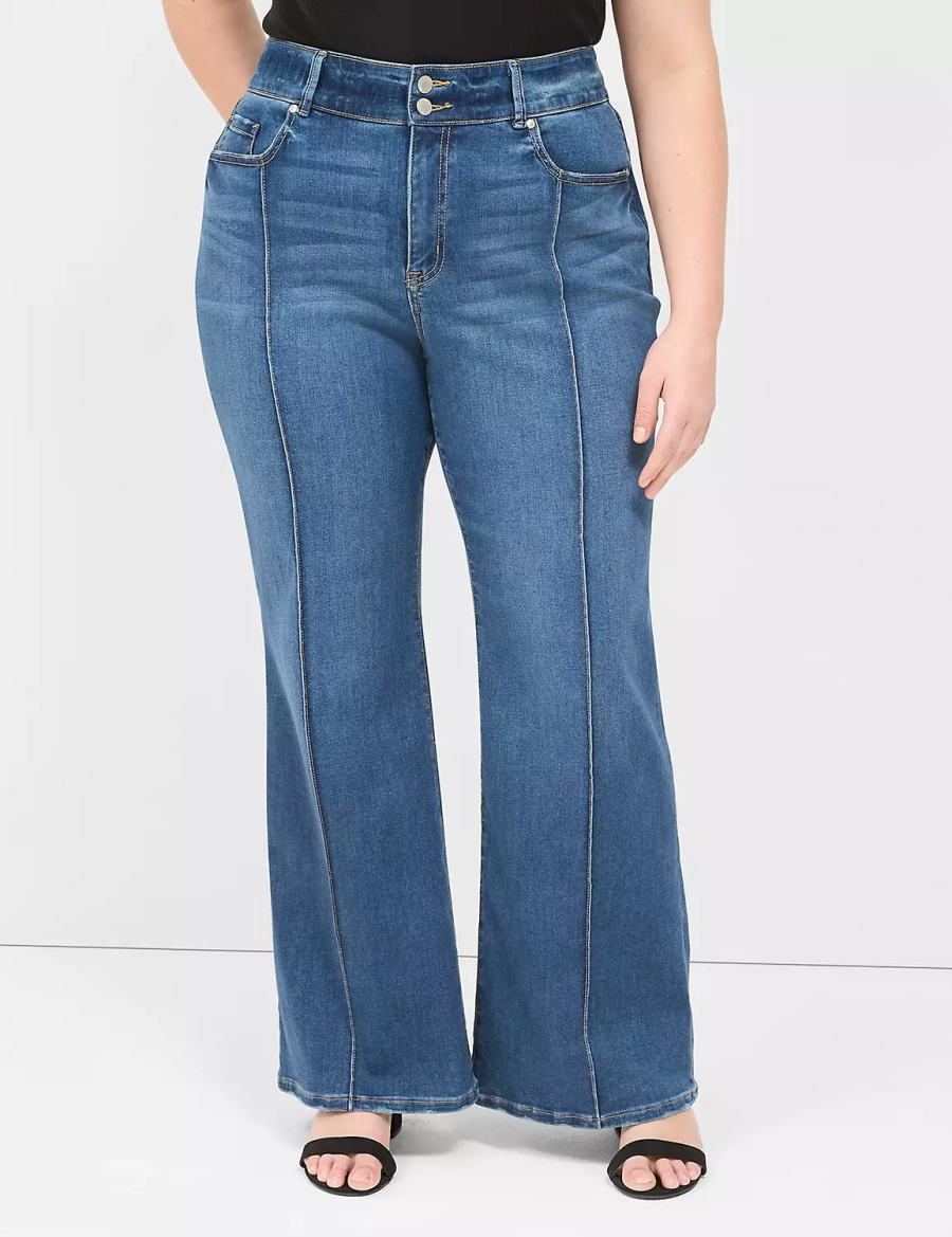 Blue Lane Bryant Tighter Tummy Fit High-Rise Flare Women Jeans | RKE9551PG