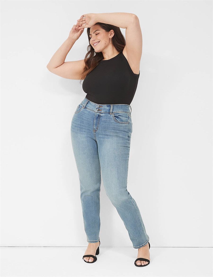 Blue Lane Bryant Tighter Tummy High-Rise Straight Women Jeans | OSM6779CC