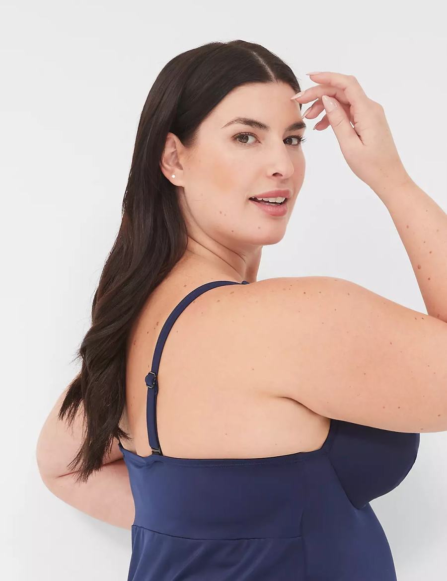 Blue Lane Bryant Underwire Knot-Front Tankini Women Bikini Top | HTK7972UL