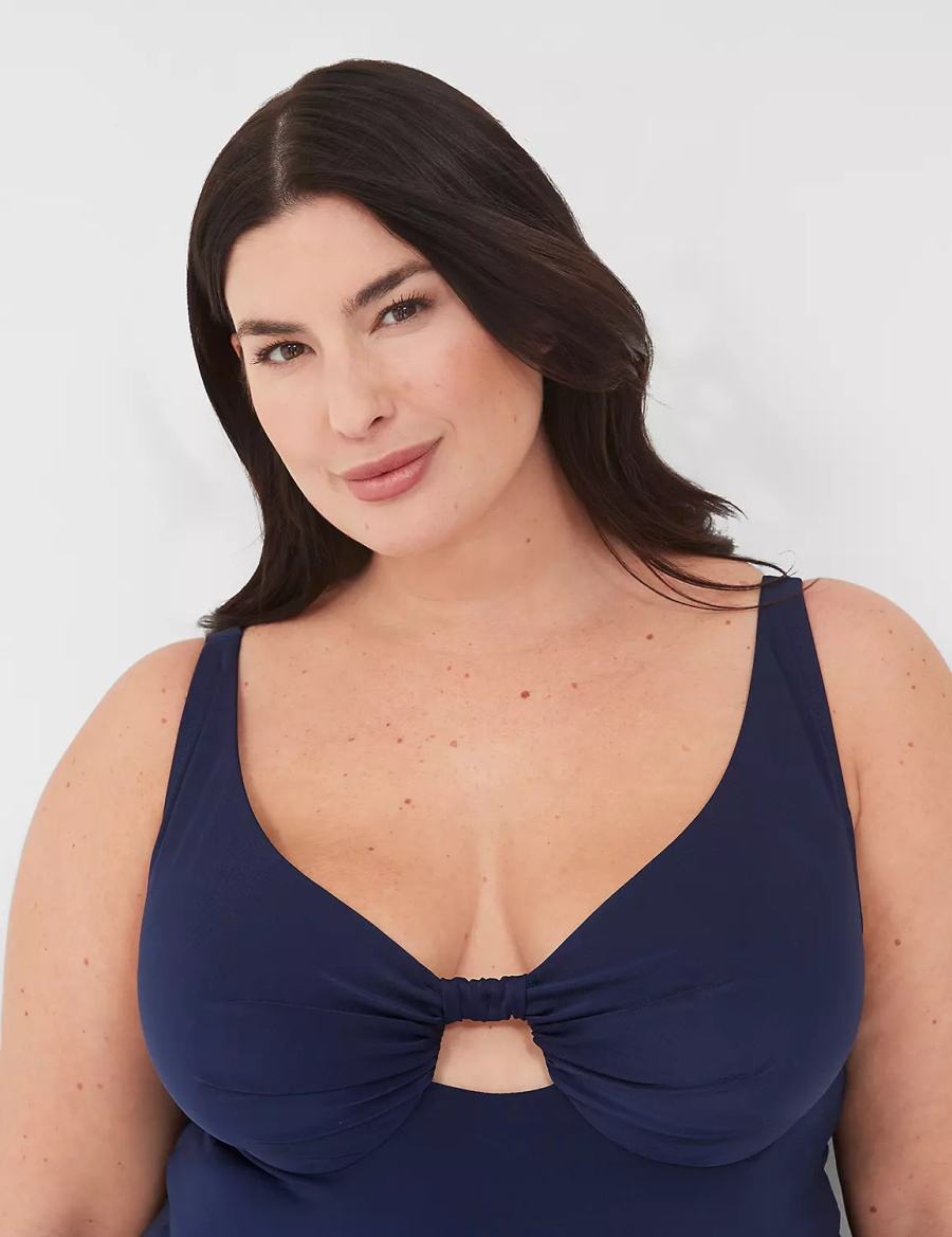 Blue Lane Bryant Underwire Knot-Front Tankini Women Bikini Top | HTK7972UL