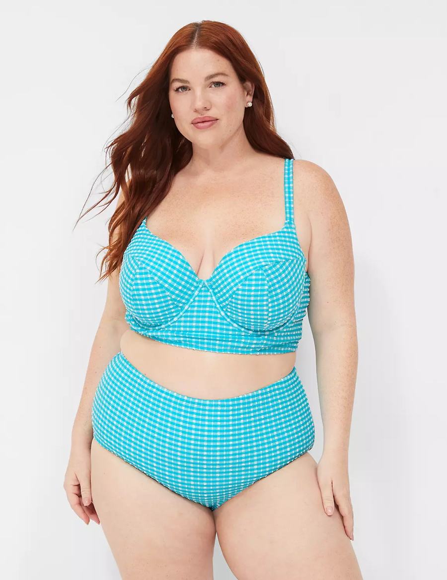 Blue White Lane Bryant Mid-Rise Swim Women Briefs | GIM4789CY