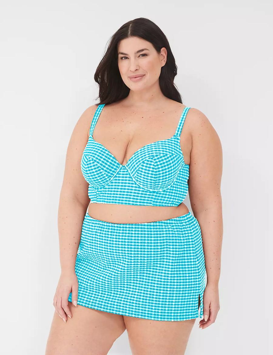 Blue White Lane Bryant Side Slit Swim Women Skirts | APU7166WF