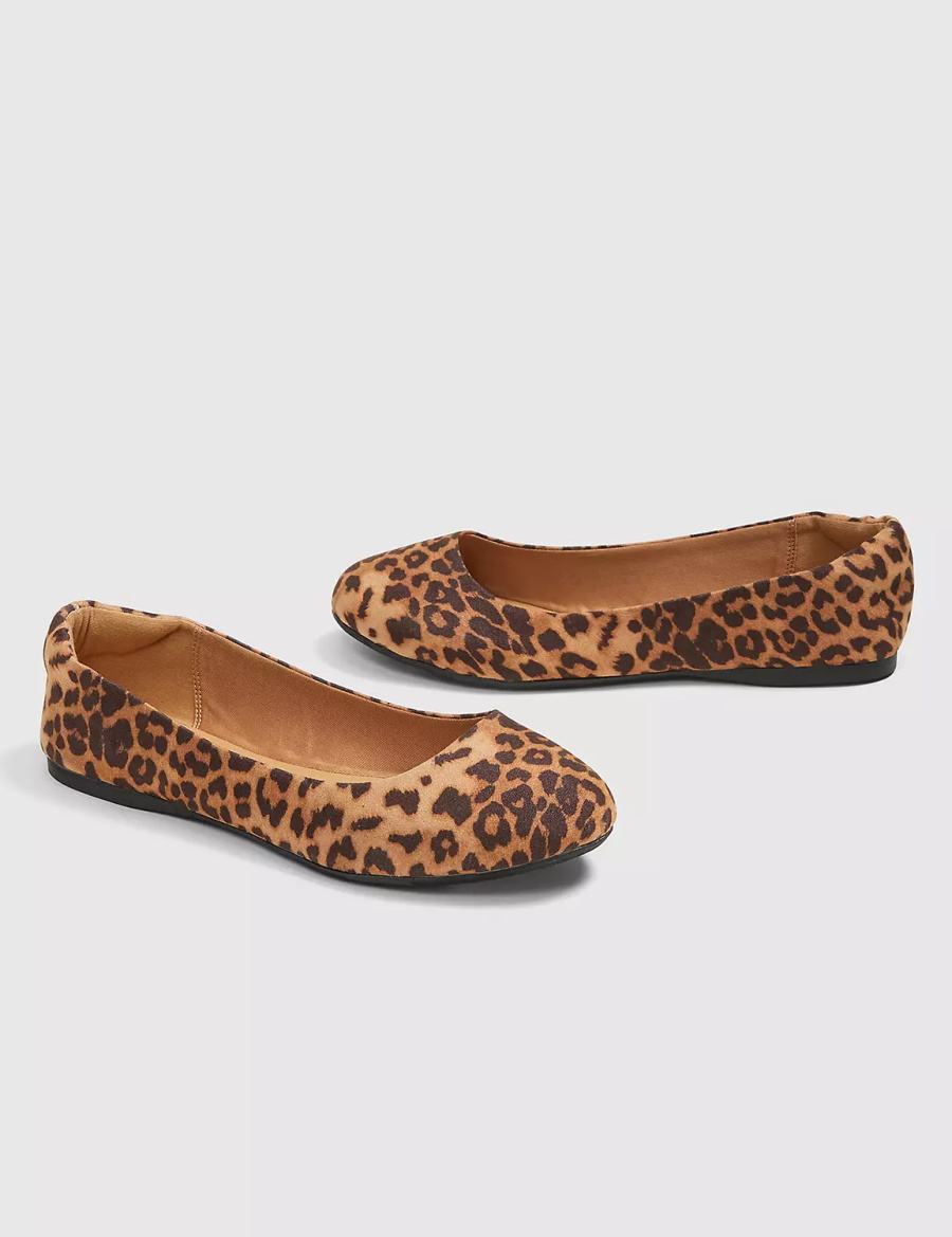 Brown Black Lane Bryant Dream Cloud Round-Toe Flat - Leopard Print Women Ballet Flats | DPJ8883JZ