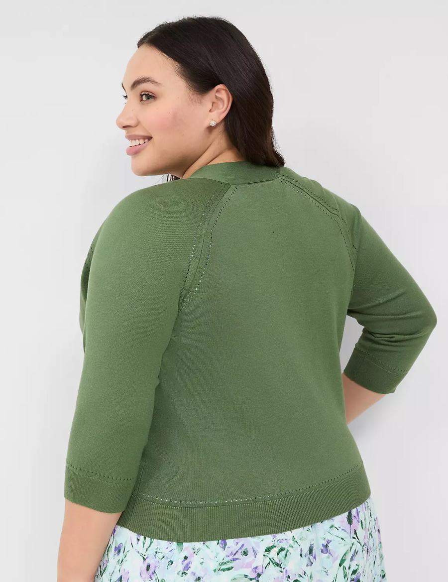 Brown Green Lane Bryant 3/4-Sleeve Open-Front Shrug Women Sweaters | DBE3839ZH