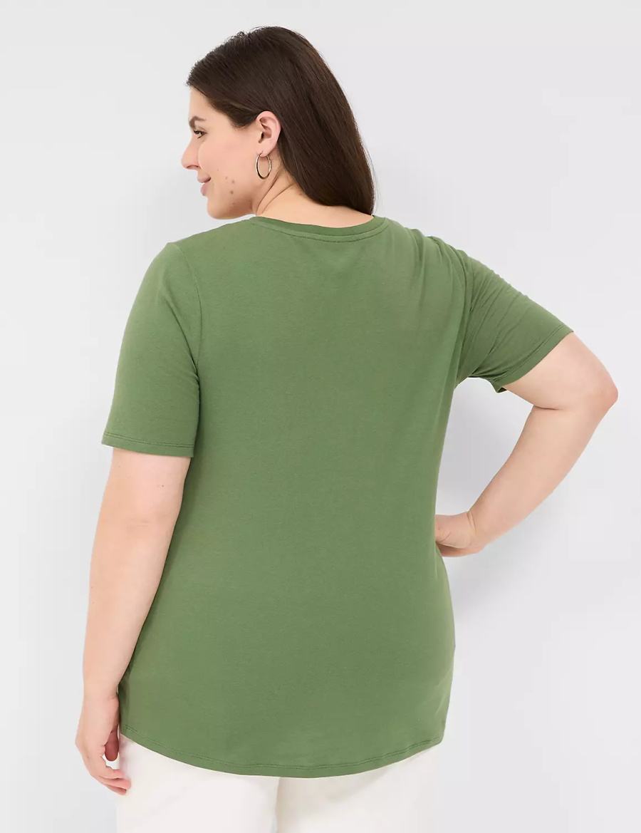 Brown Green Lane Bryant Perfect Sleeve V-Neck Tee Women T Shirts | ENV9253HM