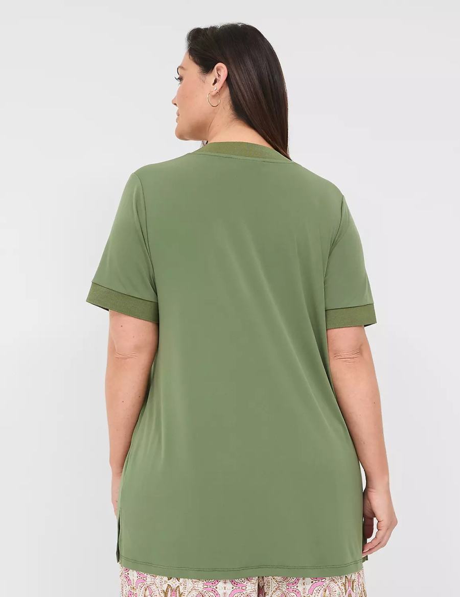 Brown Green Lane Bryant Relaxed Short-Sleeve V-Neck Top Women T Shirts | TIP7914SI