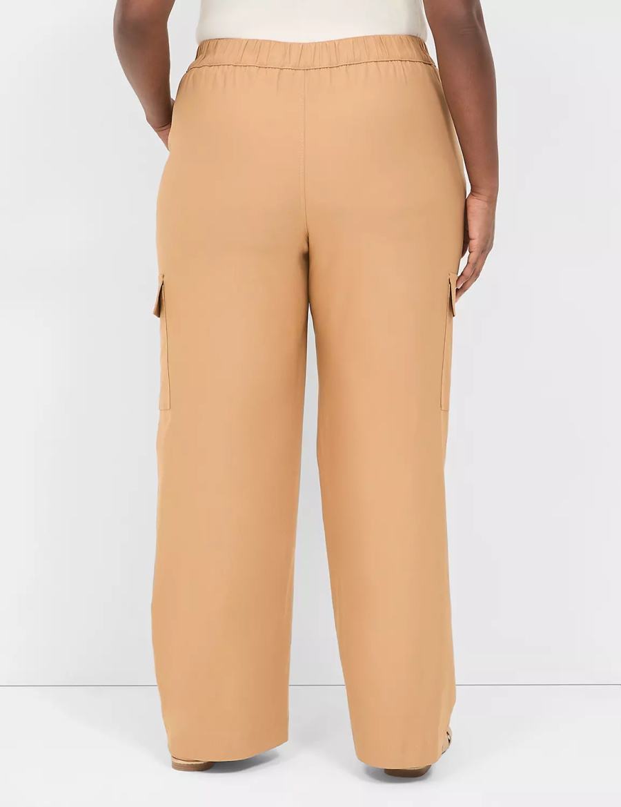 Brown Lane Bryant 4-Season Pull-On Straight Cargo Women Pants | NJO3524CG