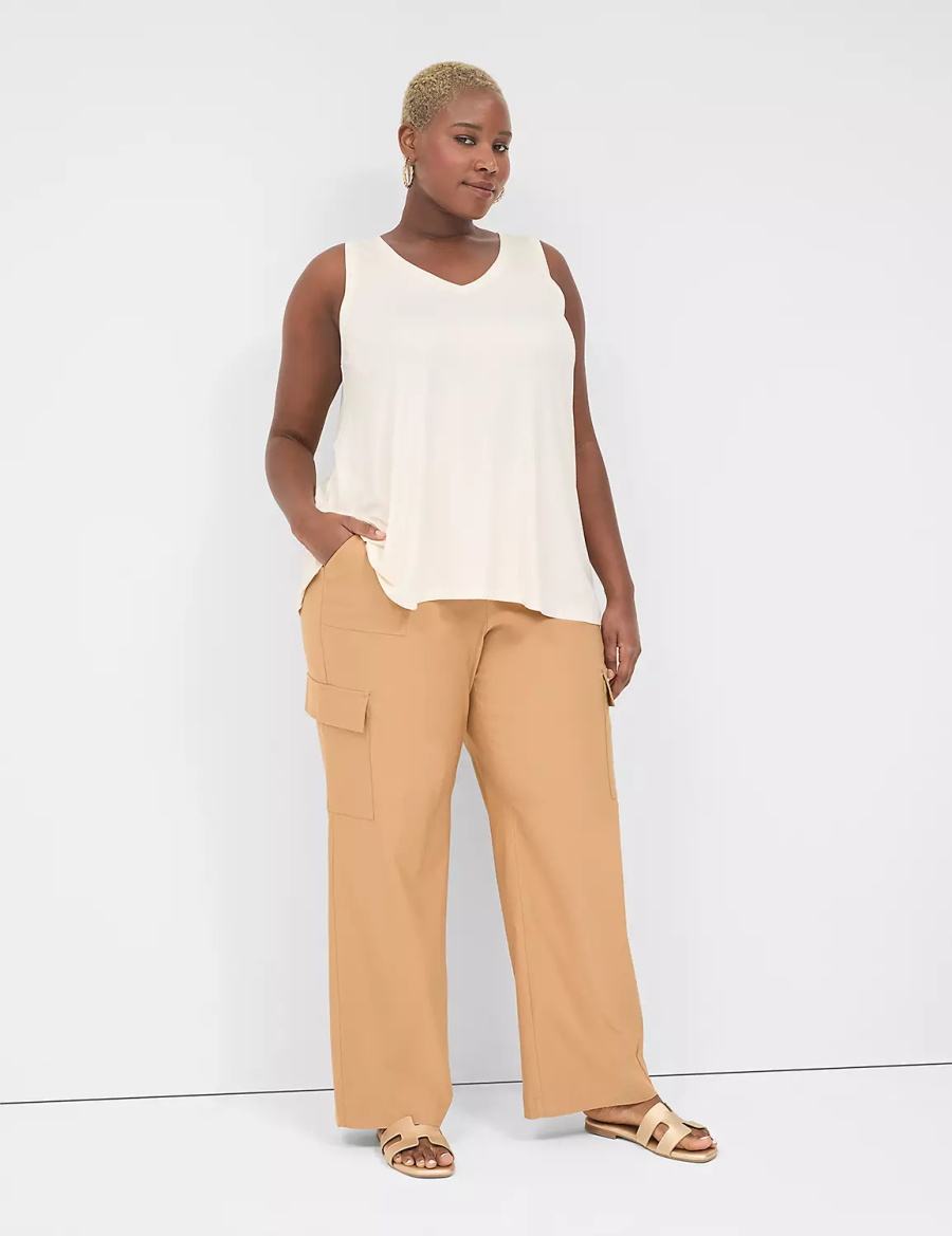 Brown Lane Bryant 4-Season Pull-On Straight Cargo Women Pants | NJO3524CG