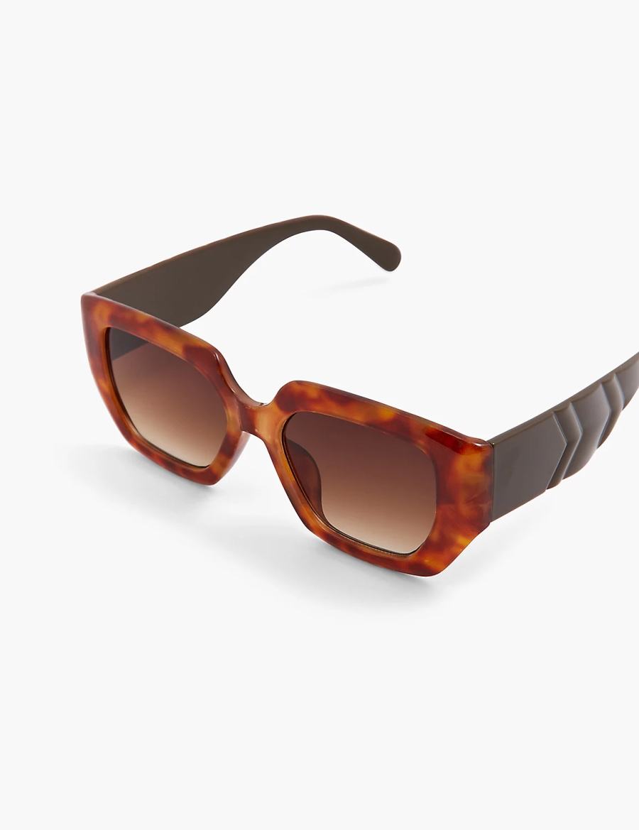 Brown Lane Bryant Blonde Tortoiseshell Print Square Women Sunglasses | EFD3221FE