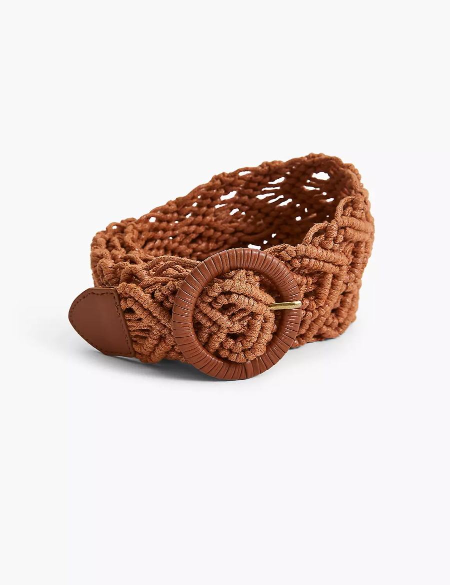 Brown Lane Bryant Faux-Leather Macrame Women Belts | OQE866WT