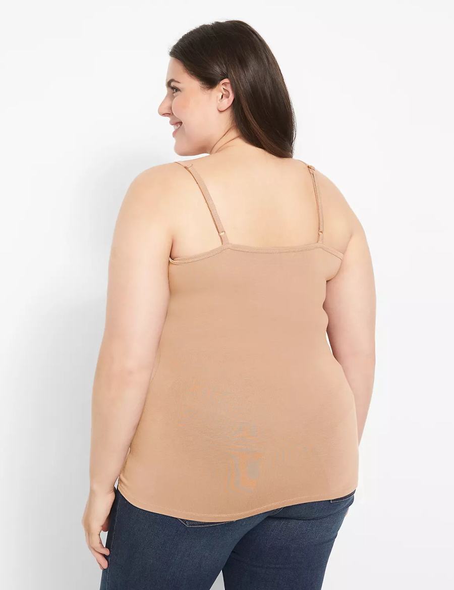 Brown Lane Bryant Fitted Scoop-Neck Cami Women Tank Top | AWE3366VN