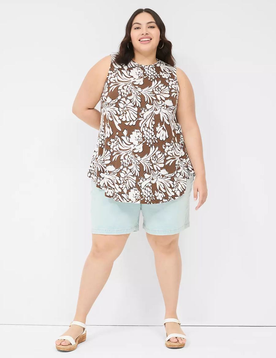 Brown Lane Bryant Max Swing Sleeveless High-Neck Tunic Women T Shirts | HLC7269DR