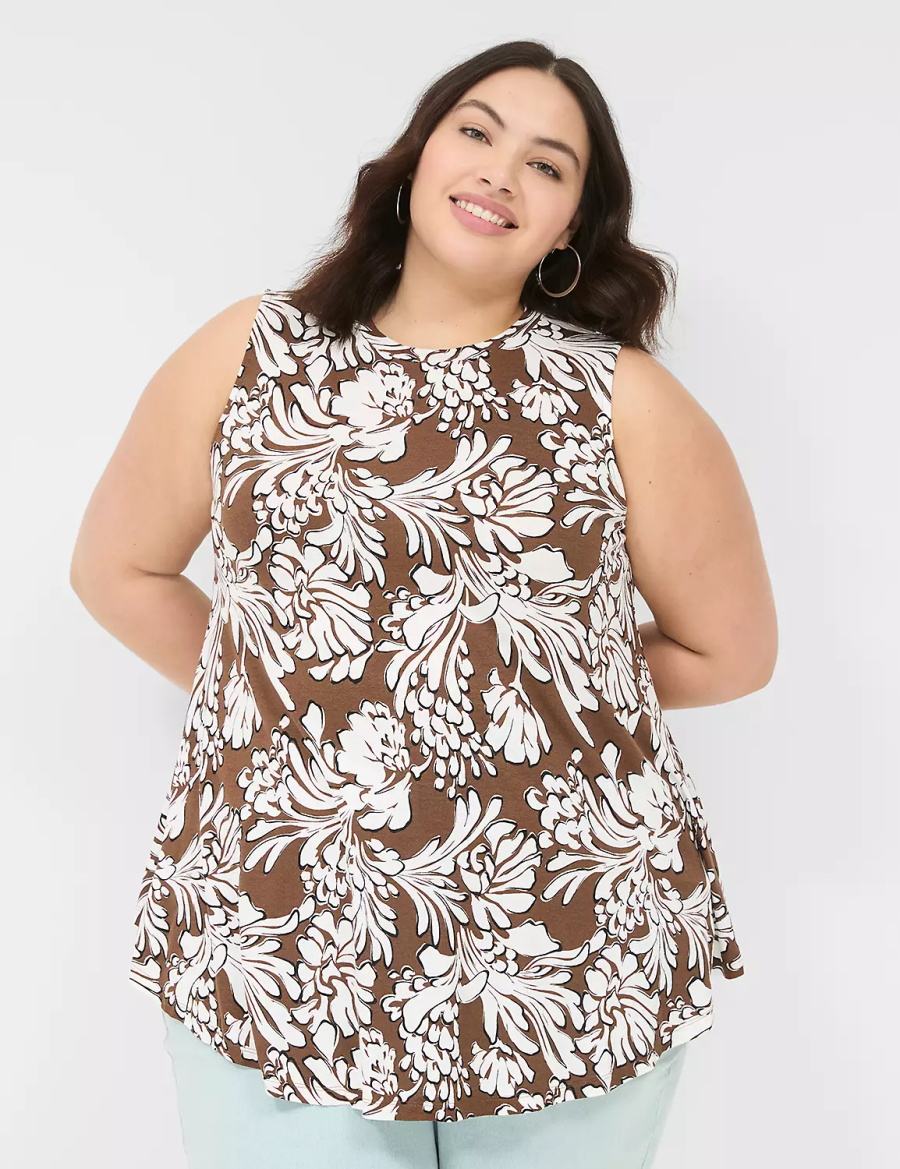 Brown Lane Bryant Max Swing Sleeveless High-Neck Tunic Women T Shirts | HLC7269DR