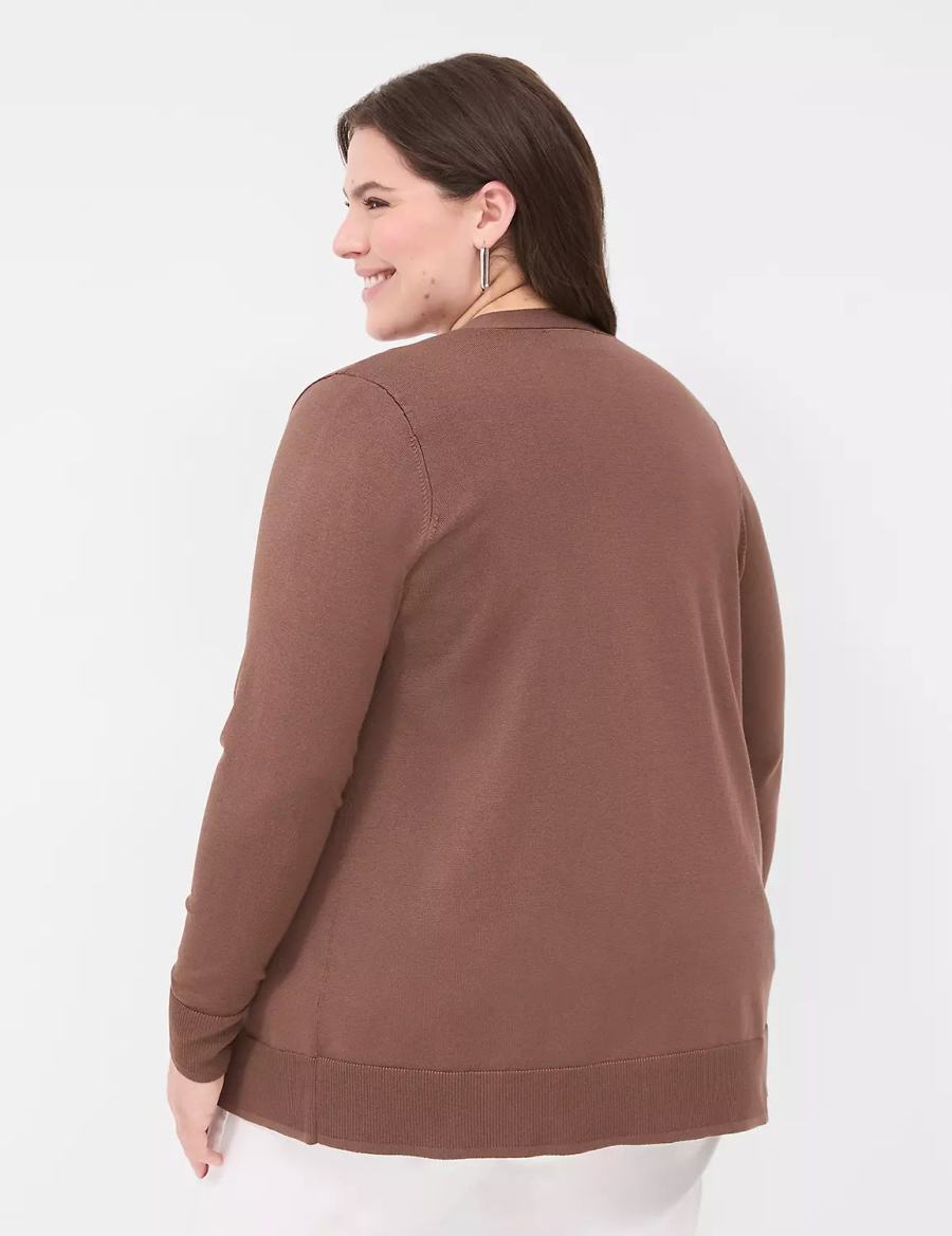 Brown Lane Bryant Modern Long-Sleeve Open-Front Women Cardigan | UXX7439UX