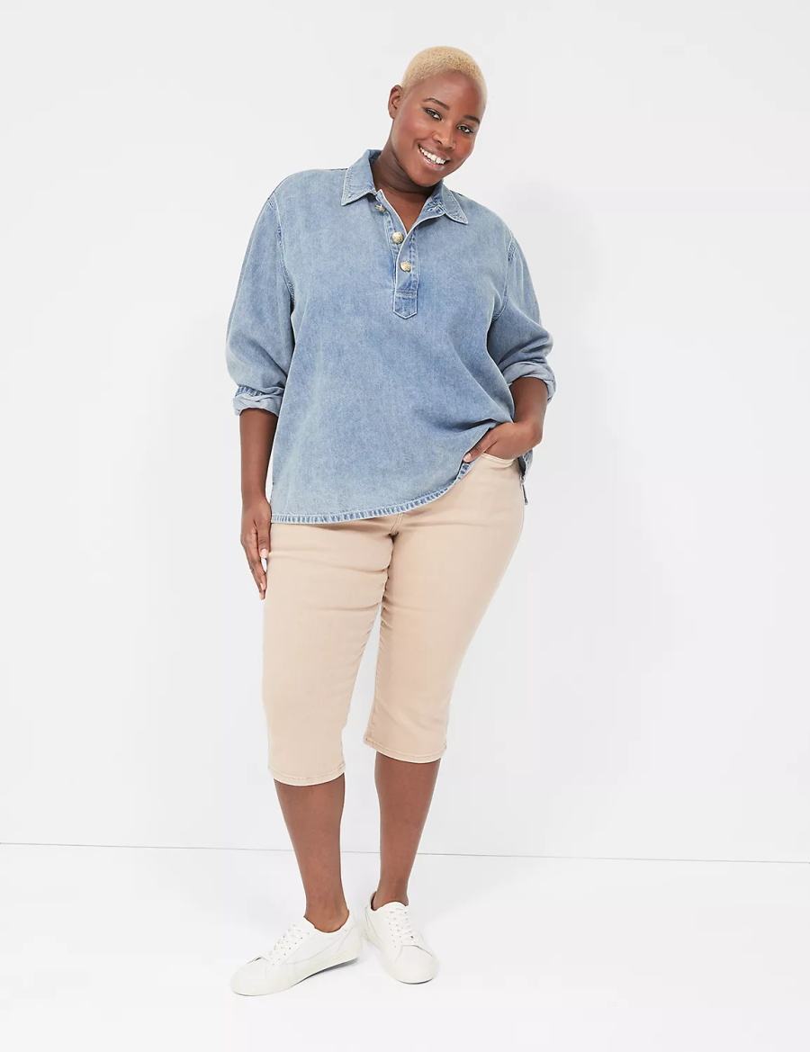 Brown Lane Bryant Signature Fit High-Rise Color Pedal Women Jeans | ZHV6693YT