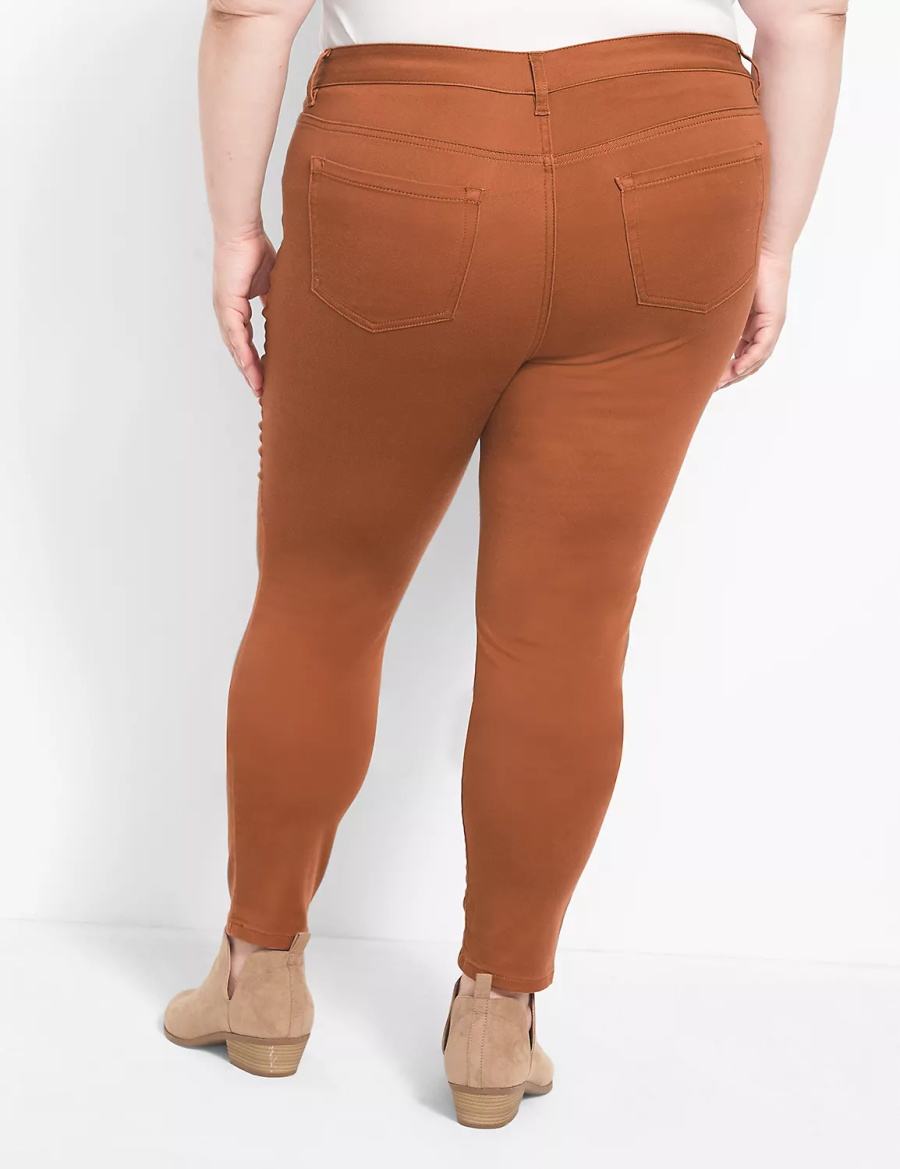 Brown Lane Bryant Straight Fit 5-Pocket Sateen Skinny Women Pants | SIP2333JO