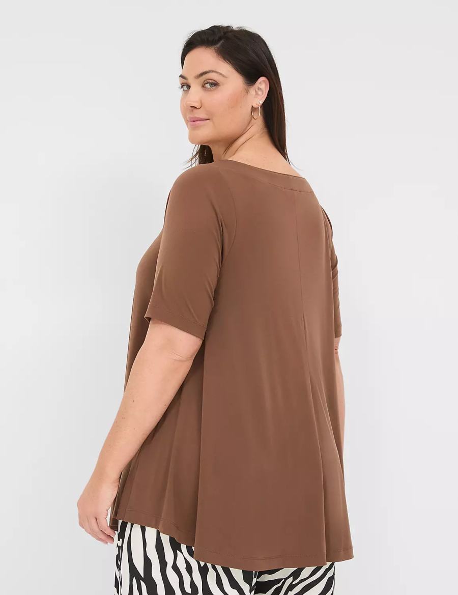 Brown Lane Bryant Swing Boatneck Top Women T Shirts | CKJ8722OF