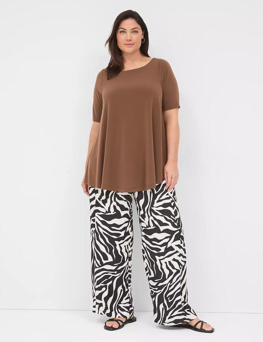 Brown Lane Bryant Swing Boatneck Top Women T Shirts | CKJ8722OF