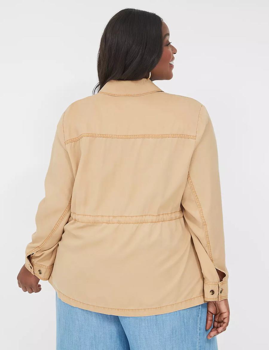 Brown Lane Bryant Tencel Twill Women Jackets | UCA253KS