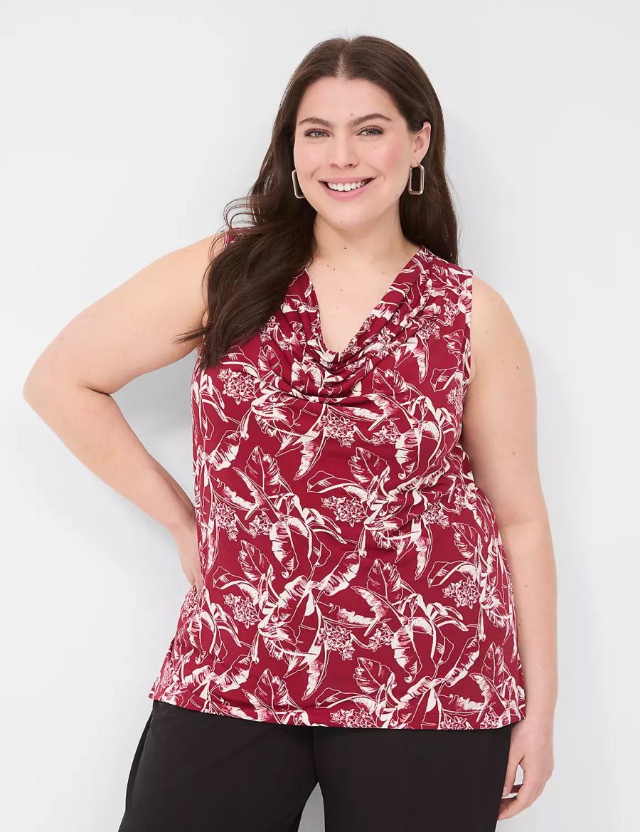 Burgundy Lane Bryant Drape-Neck Shell Women T Shirts | HPX6551TD